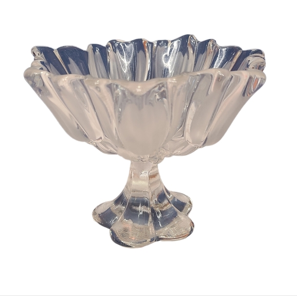 Vintage Mikasa Frosted Glass Crystal Satin Tulip Footed Bowl Dish Rare - Picture 3 of 16
